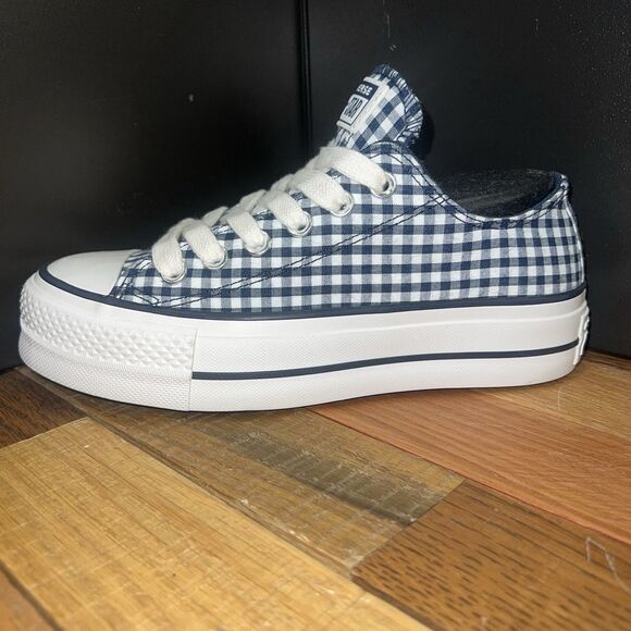New Women’s Converse Chuck Taylor All Star Lift Gingham Obsidian - A13664C - Picture 2 of 9